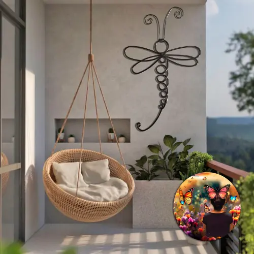 Escultura Libélula Arte em Arame Decoração de Parede