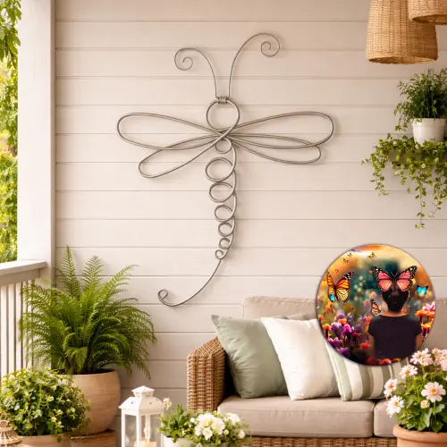 Escultura Libélula Arte em Arame Decoração de Parede