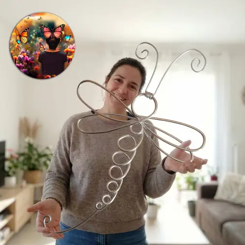 Escultura Libélula Arte em Arame Decoração de Parede
