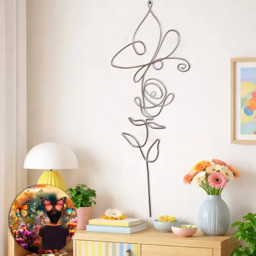 Borboleta e Flor Escultura de Parede Móbile Decoração de Ambie