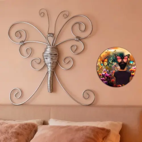 Escultura Borboletas Arte em Metal Decoração Minimalista