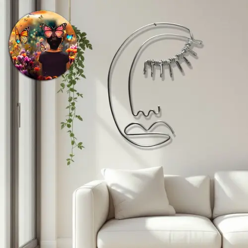 Escultura  Silhueta Rosto Decoração de Parede Sala e Quarto