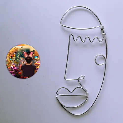 Escultura de Arame Rosto Arte Moderna Caricatura Decoração