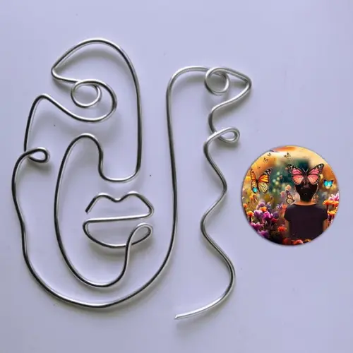 Escultura em Arame Rosto Decoração de Parede Sala e Quarto