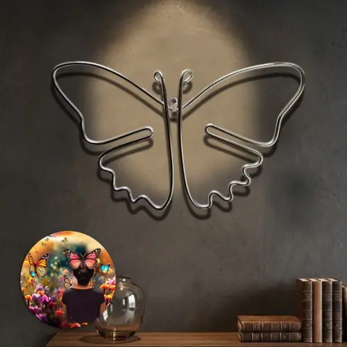 Escultura de Parede Borboleta  Arte Decorativa em Arame