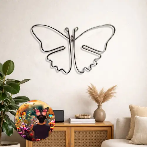 Escultura de Parede Borboleta  Arte Decorativa em Arame