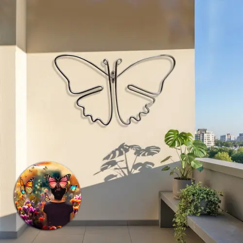 Escultura de Parede Borboleta  Arte Decorativa em Arame