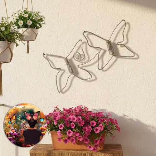 Escultura de Parede Borboletas Decoração em Arame