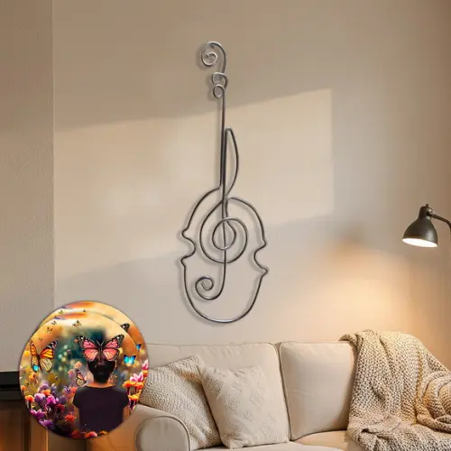 Escultura de Parede Violino Arte em Linha Contínua