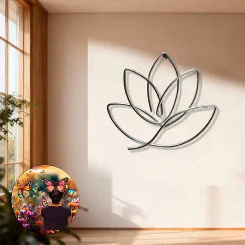 Escultura de Parede Flor de Lótus Decoração Floral Esotérica