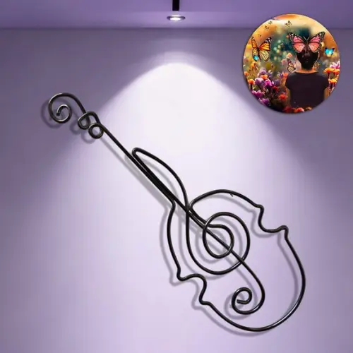 Escultura de Parede Violino Arte em Linha Contínua