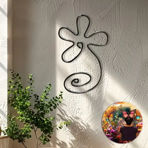 Escultura de Parede Flor Decoração Floral Arte em Arame