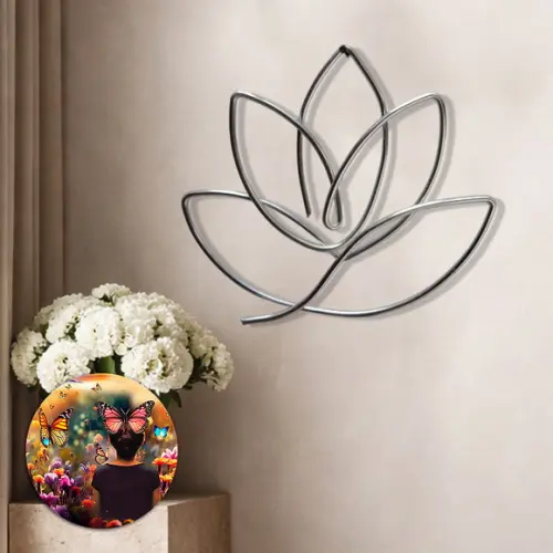 Escultura de Parede Flor de Lótus Decoração Floral Esotérica