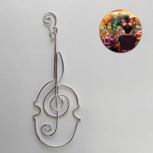 Escultura de Parede Violino Arte em Linha Contínua