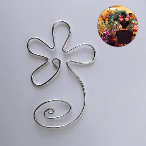 Escultura de Parede Flor Decoração Floral Arte em Arame