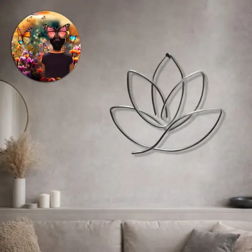 Escultura de Parede Flor de Lótus Decoração Floral Esotérica Feng shui