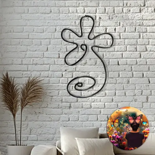 Escultura de Parede Flor Decoração Floral Arte em Arame