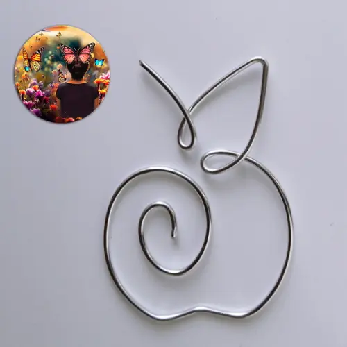 Escultura de Parede Maçã Arte em Arame Minimalista