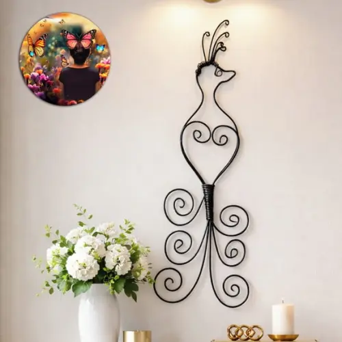 Escultura de Parede Pavão Decoração Ave Ecológica