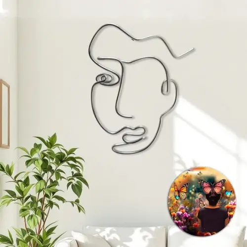 Escultura de Parede Rosto Linha Contínua Caricatura Decoração de Ambientes