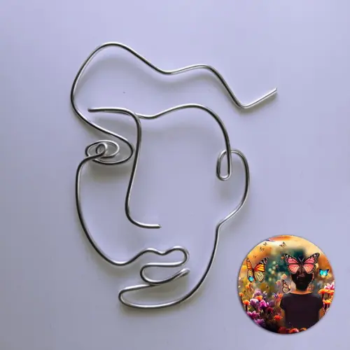 Escultura de Parede Rosto Linha Contínua Caricatura Decoração 