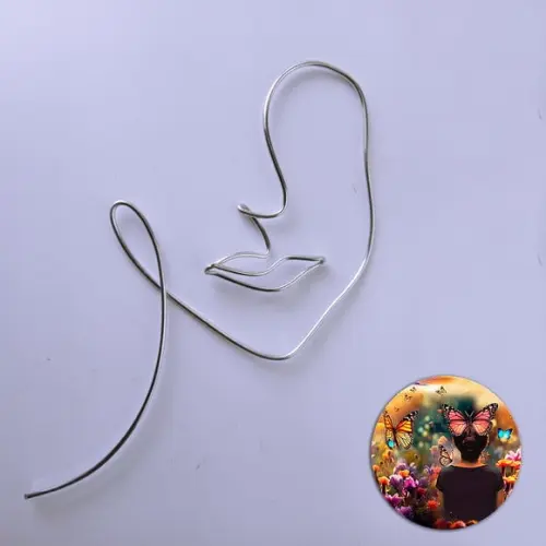 Escultura de Parede Rosto Linha Contínua Decoração