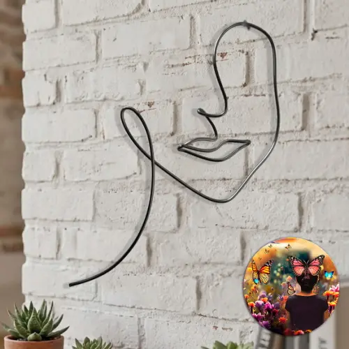 Escultura de Parede Rosto Linha Contínua Decoração