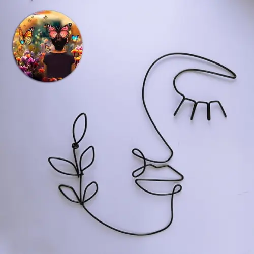 Escultura de Parede Rosto Linha Contínua Decoração