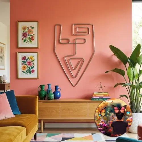 Escultura de Parede Rosto Minimalista Estilizado Caricatura Decoração
