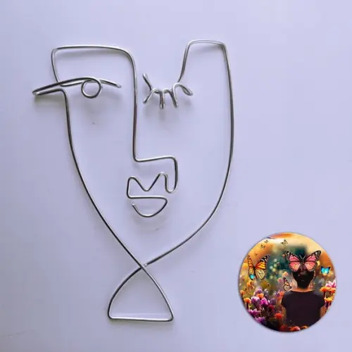 Escultura de Parede Rosto Arte Contemporânea Decora Sala Quadro 