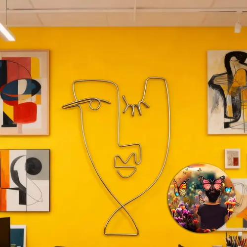 Escultura de Parede Rosto Arte Contemporânea Decora Sala Quadro e Hall