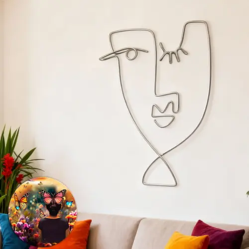 Escultura de Parede Rosto Arte Contemporânea Decora Sala Quadro 