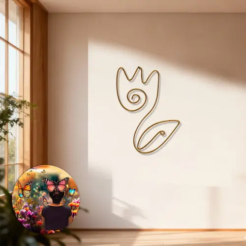 Escultura de Parede Tulipa Flor Decoração Floral Arte Arame