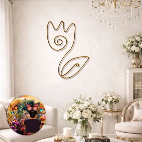 Escultura de Parede Tulipa Flor Decoração Floral Arte Arame