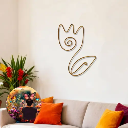 Escultura de Parede Tulipa Flor Decoração Floral Arte Arame