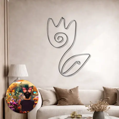 Escultura de Parede Tulipa Flor Decoração Floral Arte Arame