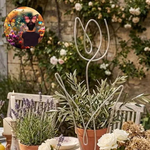 Escultura de Parede Tulipa Decoração Floral Arte Arame