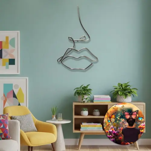 Escultura em Arame Silhueta Decoração Parede Sala e Quarto