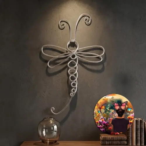 Escultura Libélula Arte em Arame Decoração de Parede