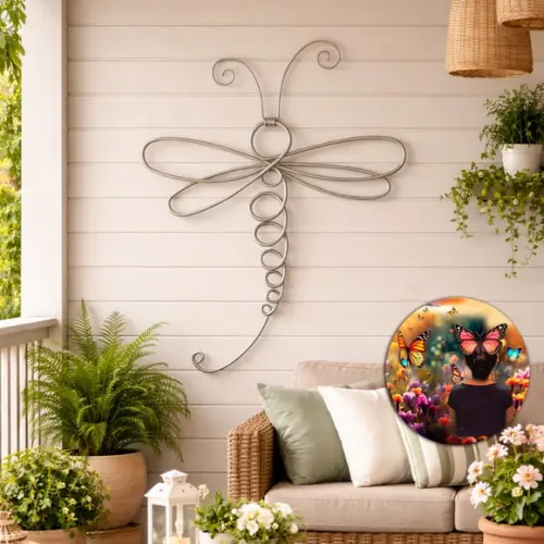 Escultura Libélula Arte em Arame Decoração de Parede