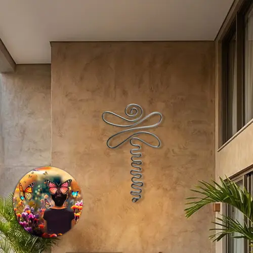 Escultura Libélula Estilizada Móbile Decoração de Parede