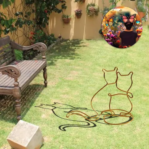 Escultura de Gato Decora Ambiente Escada Varanda Jardim