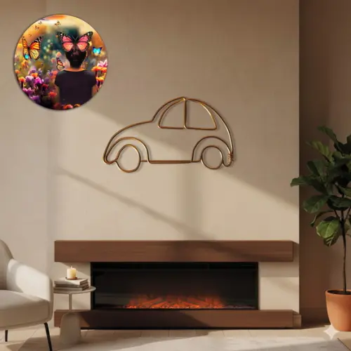 Escultura de Parede Carro Fusca Decora Ambiente Sala Quarto