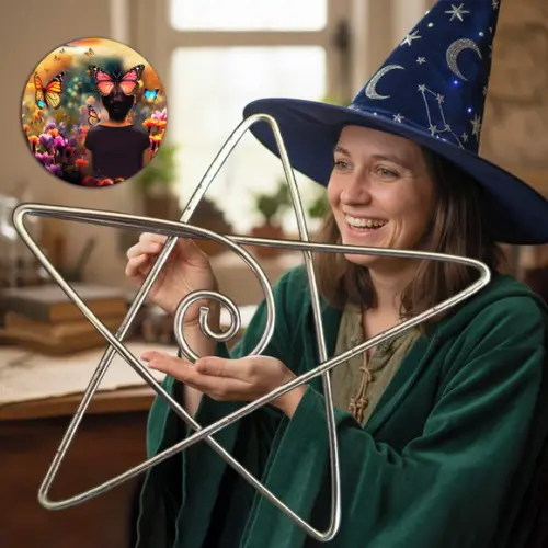 Escultura de Parede Estrela de 5 Pontas Decoração Esotérica