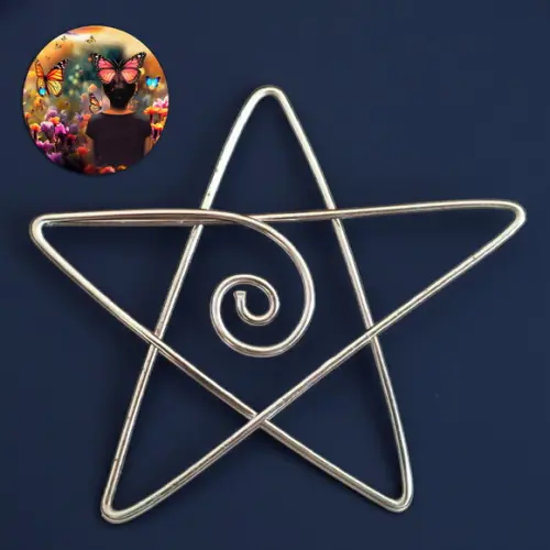 Escultura de Parede Estrela de 5 Pontas Decoração Esotérica