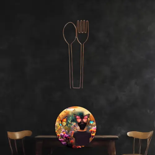 Escultura de Parede Garfo e Colher Decoração Copa Cozinha