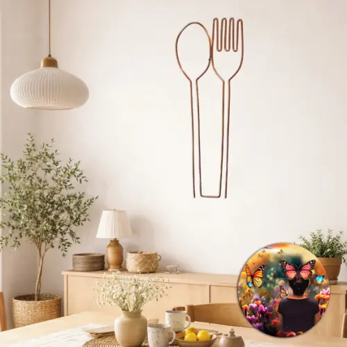 Escultura de Parede Garfo e Colher Decoração Copa Cozinha