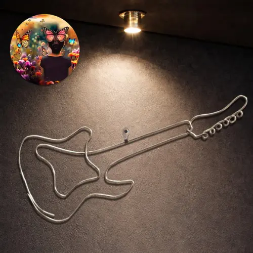Escultura de Parede Guitarra Estilizada Decora Quarto Sala