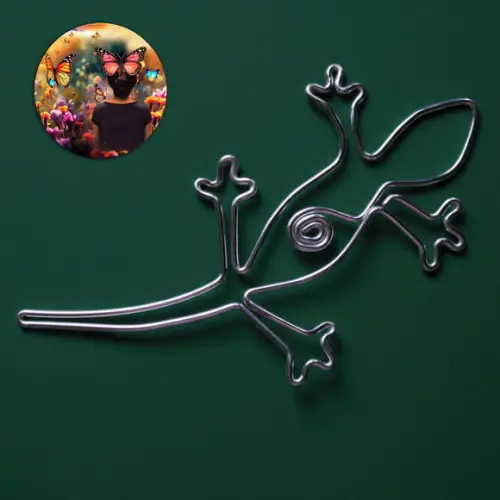 Escultura de Parede Lagartixa Arte Minimalista em Arame