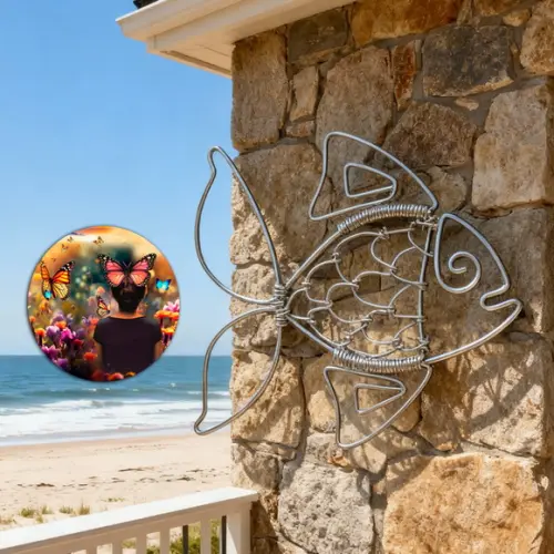 Escultura de Parede Peixe Decoração Casa de Praia Mar Onda